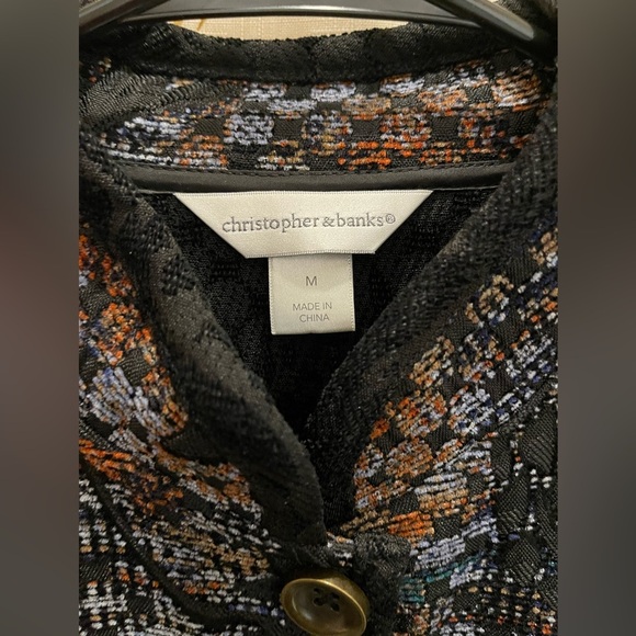 Christopher&Banks Womens Med Earth Tones Button Sport Jacket Office Floral Geo - Picture 8 of 10
